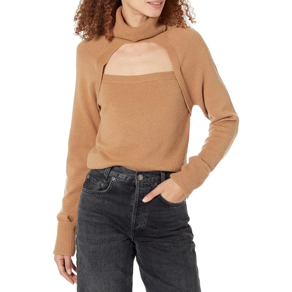 PAIGE Cherise Wool Sweater‎ Womens Large Toffee Bronze NWT
